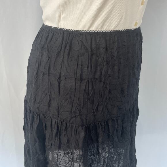 Tiered Broomstick Skirt Plus Size 1X Black Solid Crinkle Fairy Grunge Goth Y2K - Picture 4 of 10